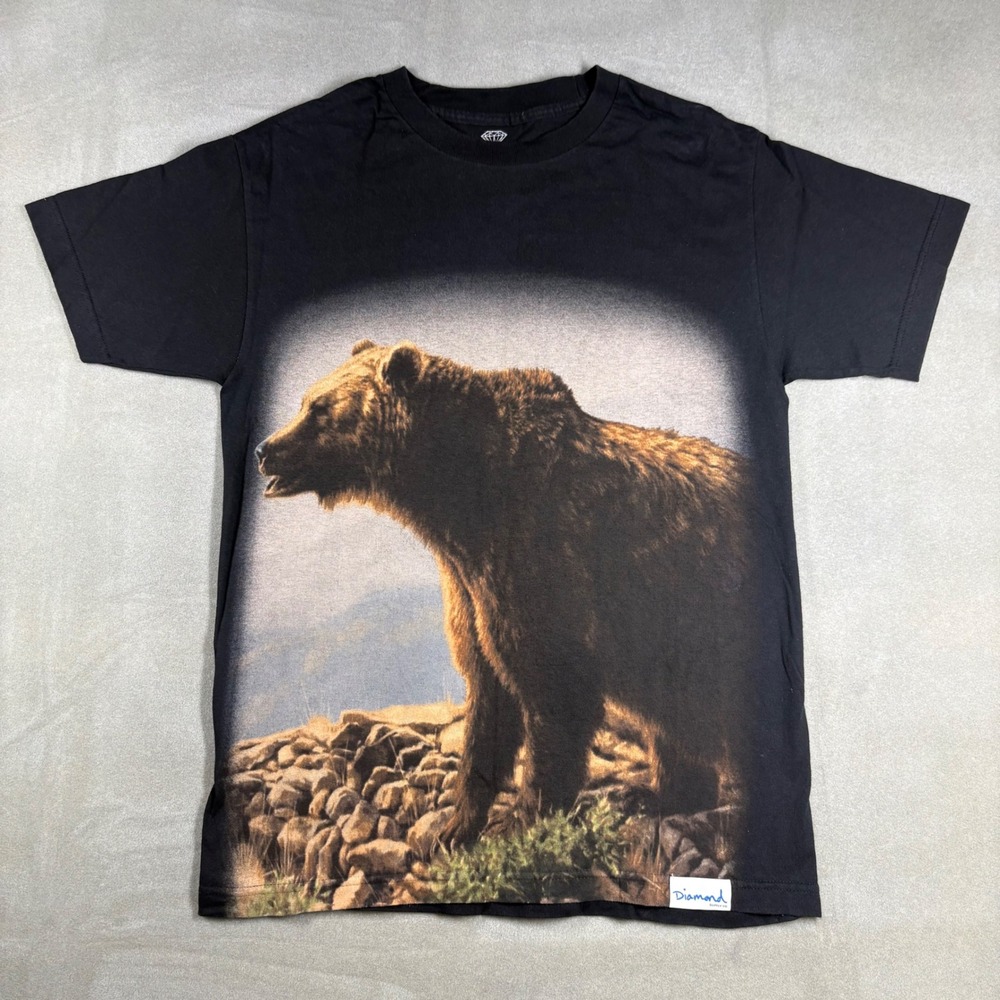 Diamond Supply Co Grizzly Griptape Bear Graphic T-Shirt Mens Medium Black